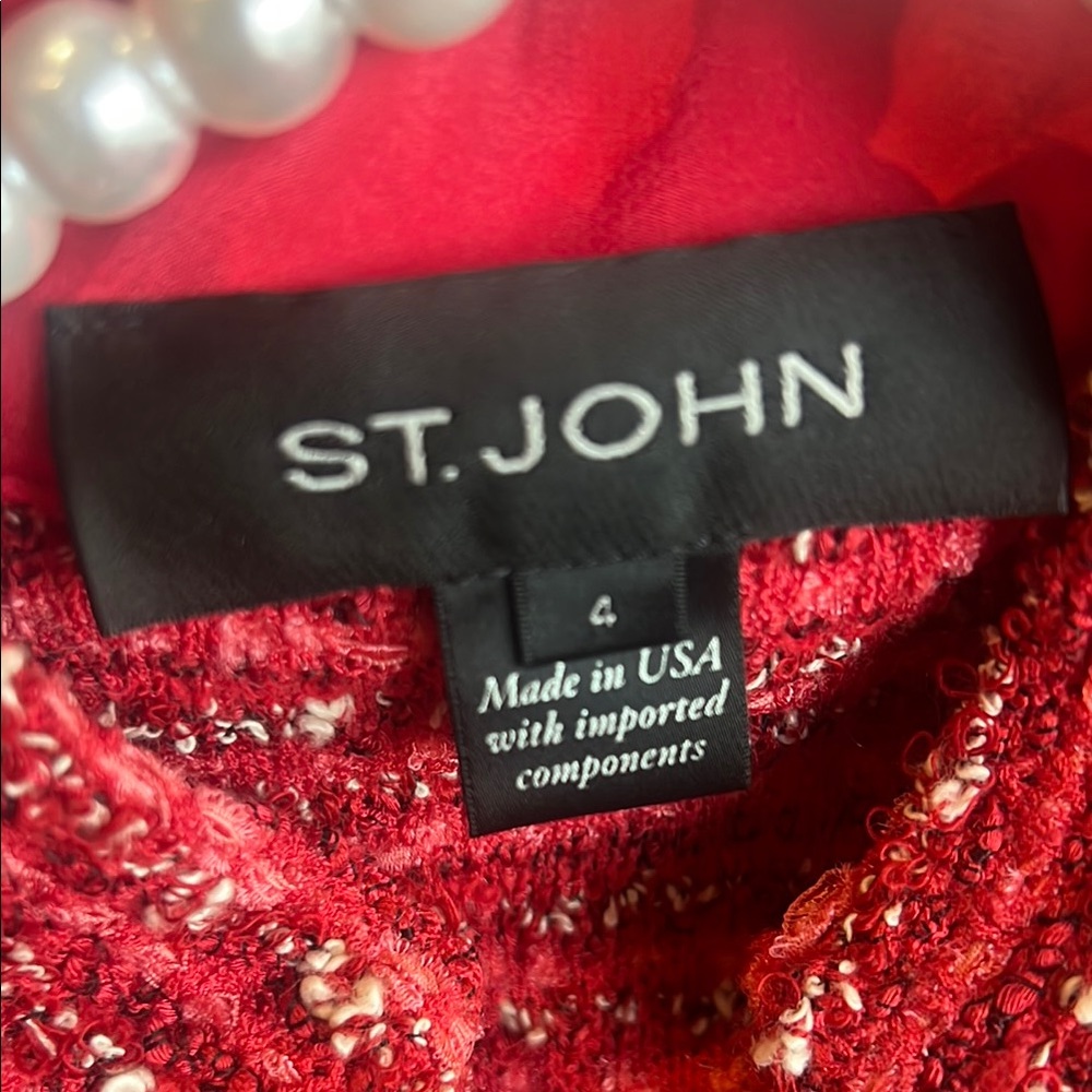 St .John Chic Red Tweed Jacket - Picture 3 of 5